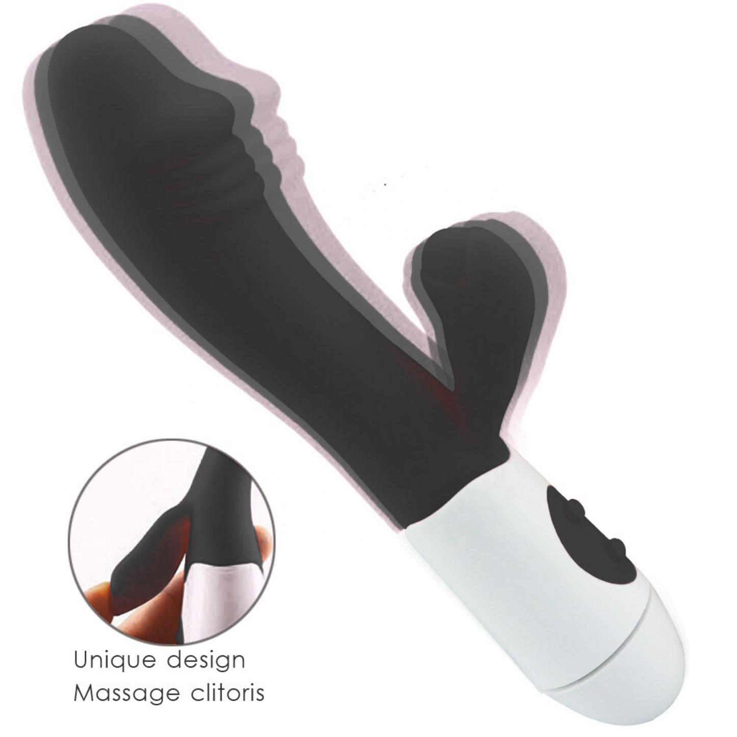 Zwarte Siliconen Rabbit Vibrator met 10 Vibratiestanden