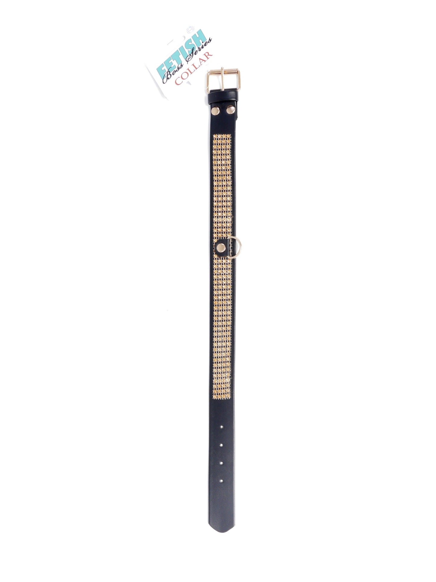 Bossoftoys - 33-00102 - Collar With Studs 3 Cm- Big - Gold - Diamonds