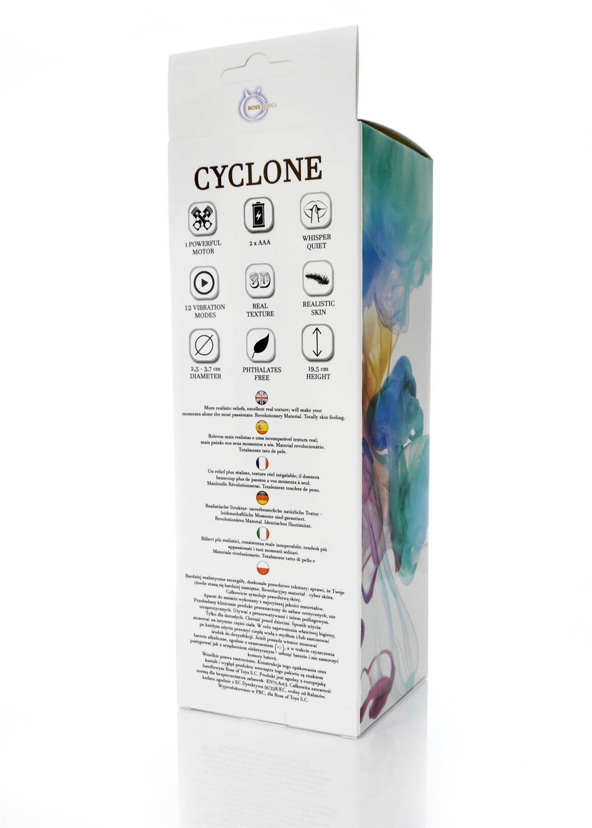 Bossoftoys Cyclone Realistic vibrator - 12 Function - Cyber leather - Extra ordinary Flexible Material - Flesh - 20,5 cm -44-00010