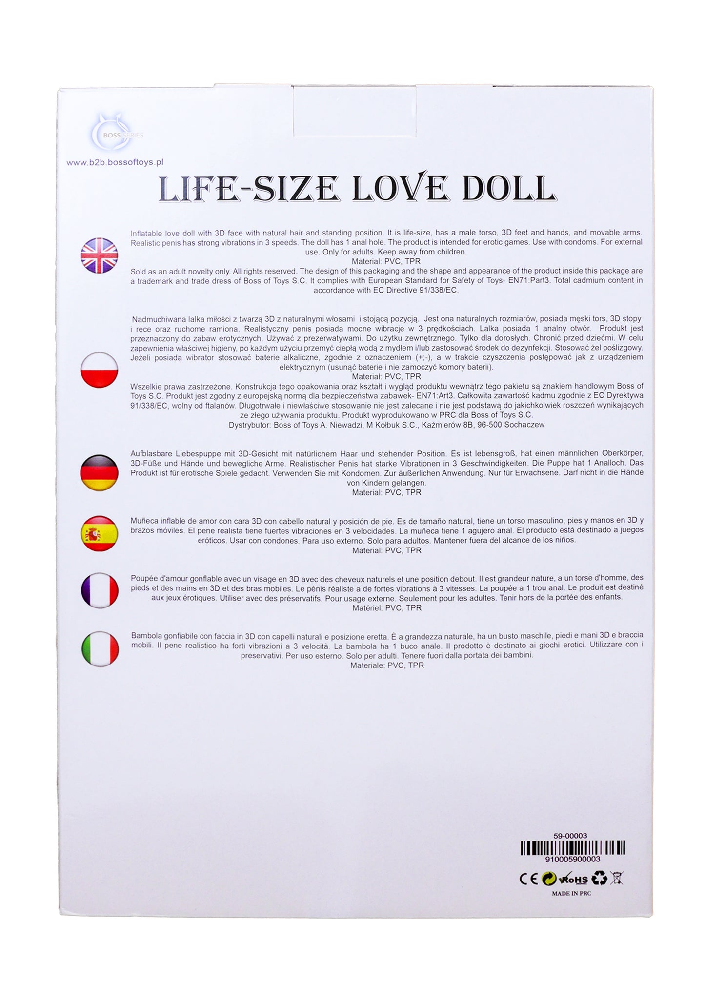 Boysoftoys Dennis Blow Up Love Doll – Real Curly Man Edition