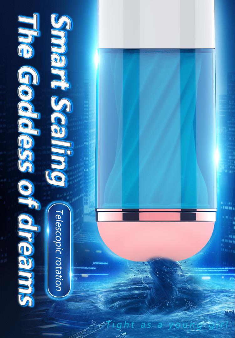 Foxshow - 63-00052 - Big size - 27,5 Cm - Masturbator cup - Sound Vibrating, Flashing Masturbation - USB rechargeable - 7 Function - Dia outside 8 cm - Luxury Giftbox - white /with blue