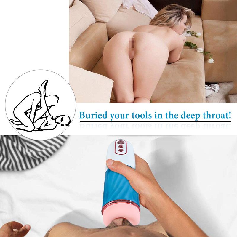 Foxshow - 63-00052 - Big size - 27,5 Cm - Masturbator cup - Sound Vibrating, Flashing Masturbation - USB rechargeable - 7 Function - Dia outside 8 cm - Luxury Giftbox - white /with blue