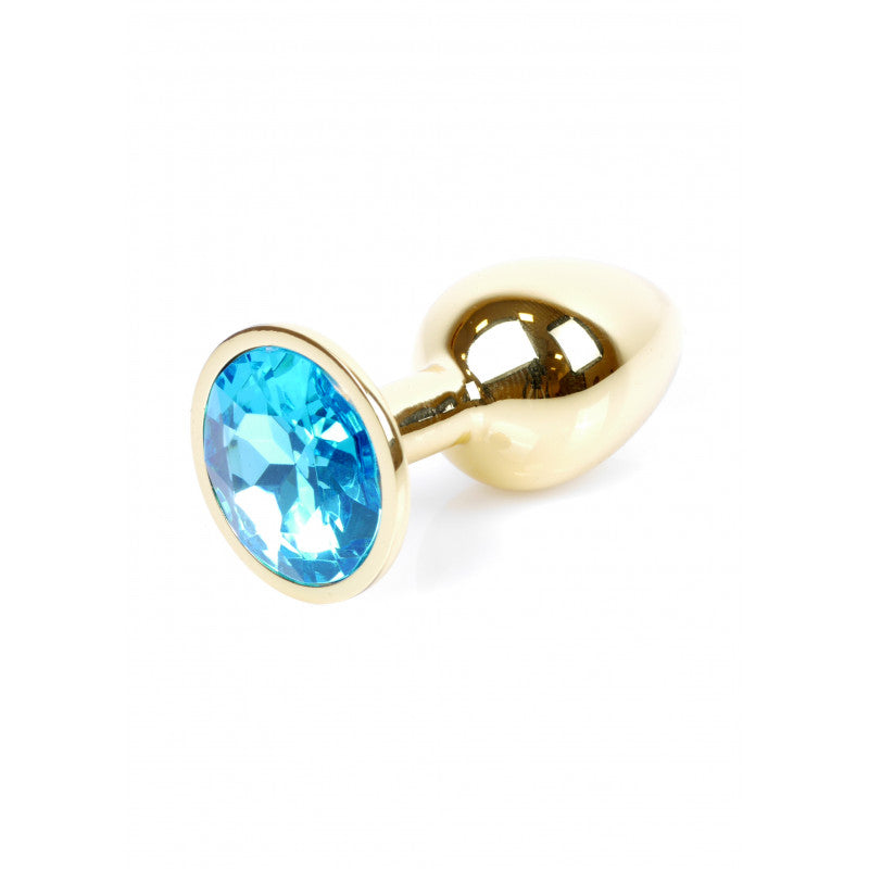Boysoftoys – Gouden Anale Plug met Lichtblauwe Kristal – 64-00022