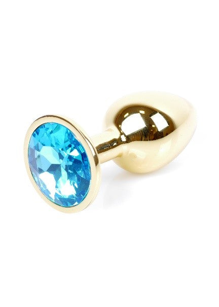 Boysoftoys – Gouden Anale Plug met Lichtblauwe Kristal – 64-00022