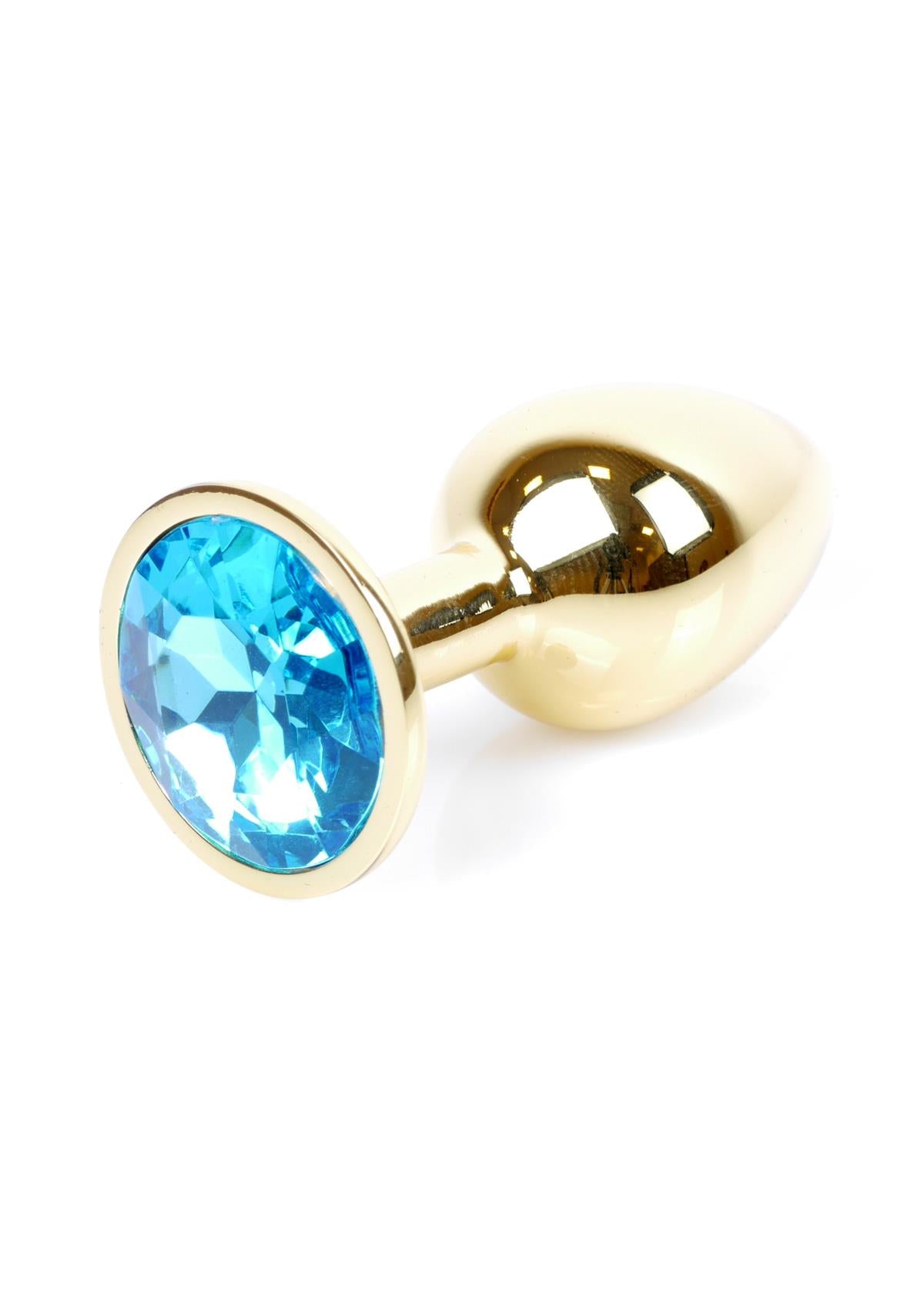 Boysoftoys – Gouden Anale Plug met Lichtblauwe Kristal – 64-00022
