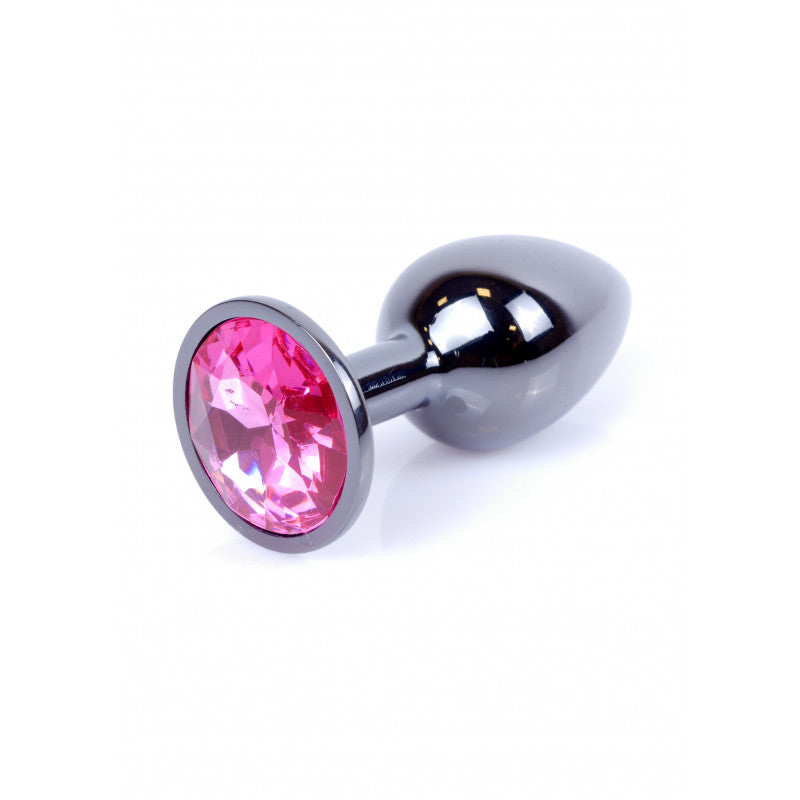 Boysoftoys – Anale Plug Donker Zilver met Roze Kristal – 64-00026