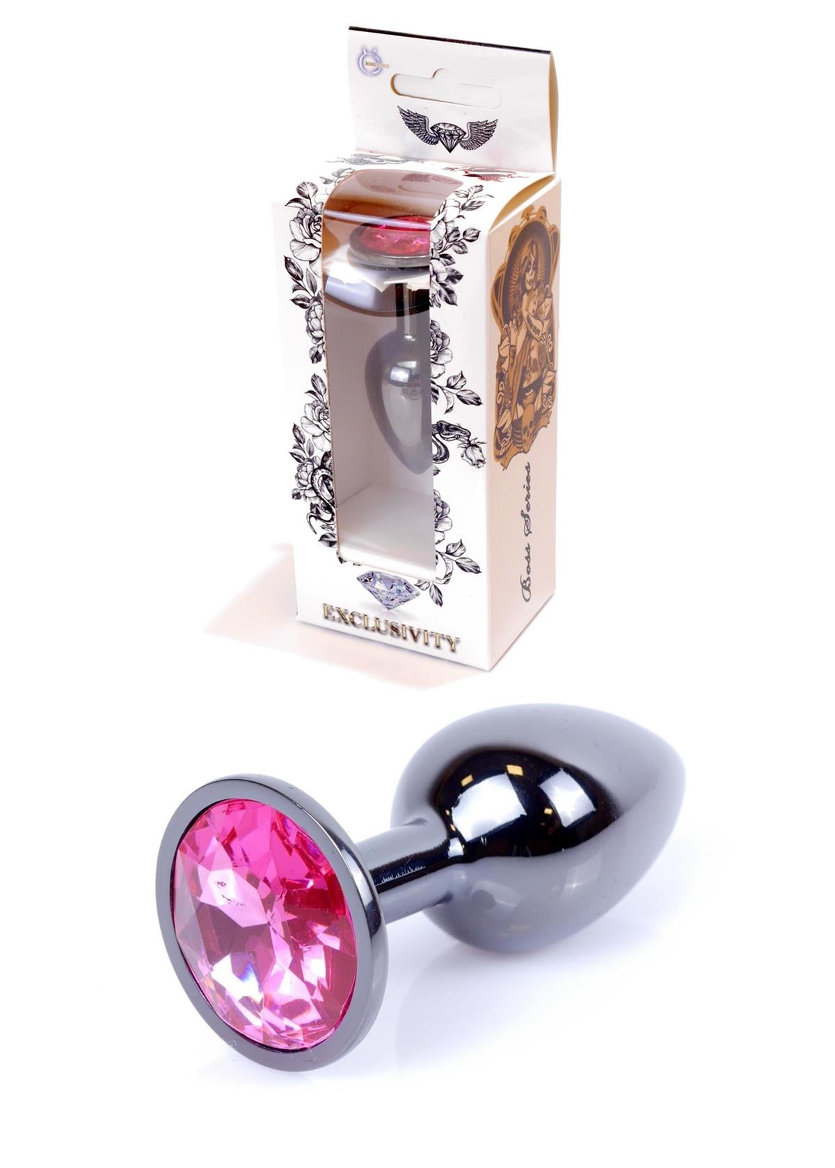 Boysoftoys – Anale Plug Donker Zilver met Roze Kristal – 64-00026