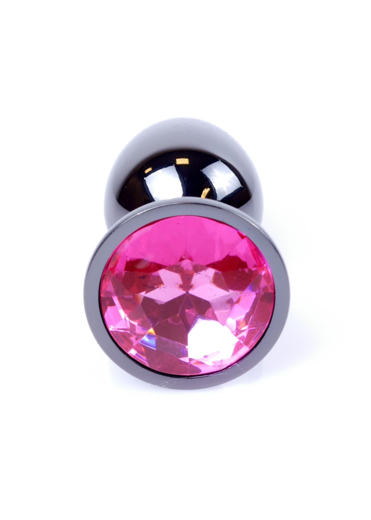 Boysoftoys – Anale Plug Donker Zilver met Roze Kristal – 64-00026