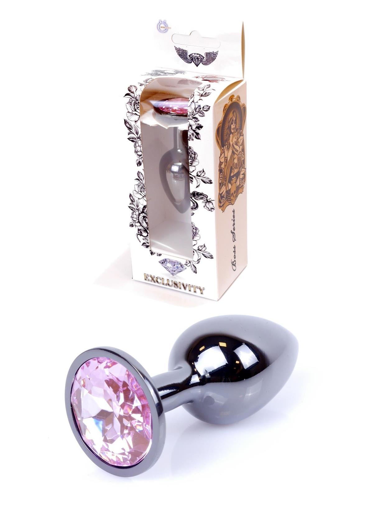 Boysoftoys – Anale Plug Donker Zilver met Roze Edelsteen – 64-00027