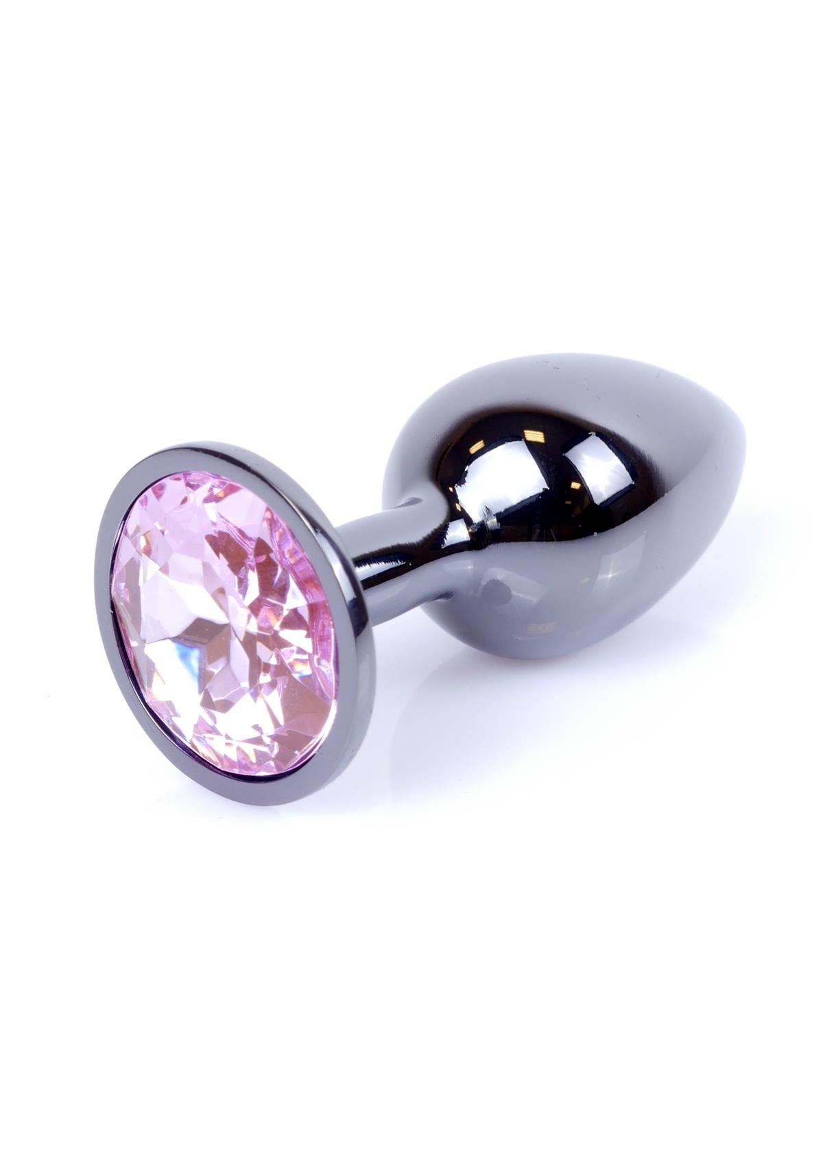 Boysoftoys – Anale Plug Donker Zilver met Roze Edelsteen – 64-00027