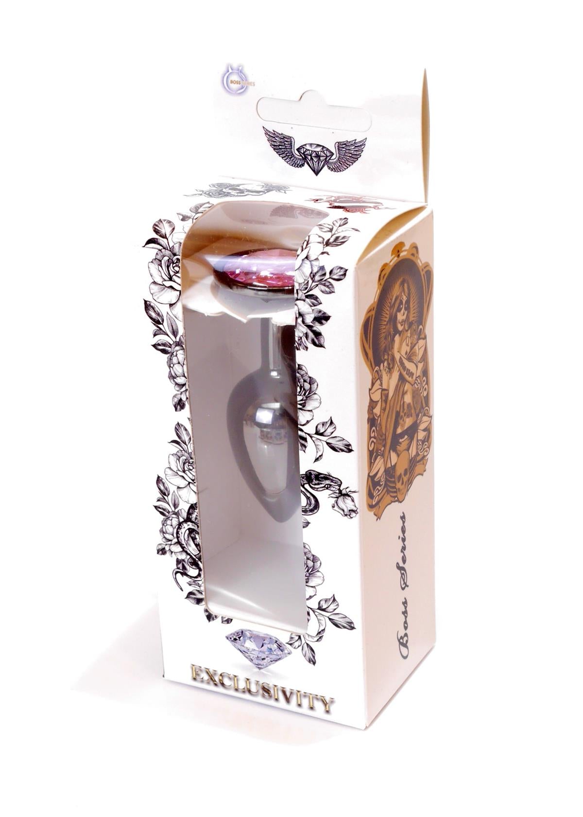 Boysoftoys – Anale Plug Donker Zilver met Roze Edelsteen – 64-00027