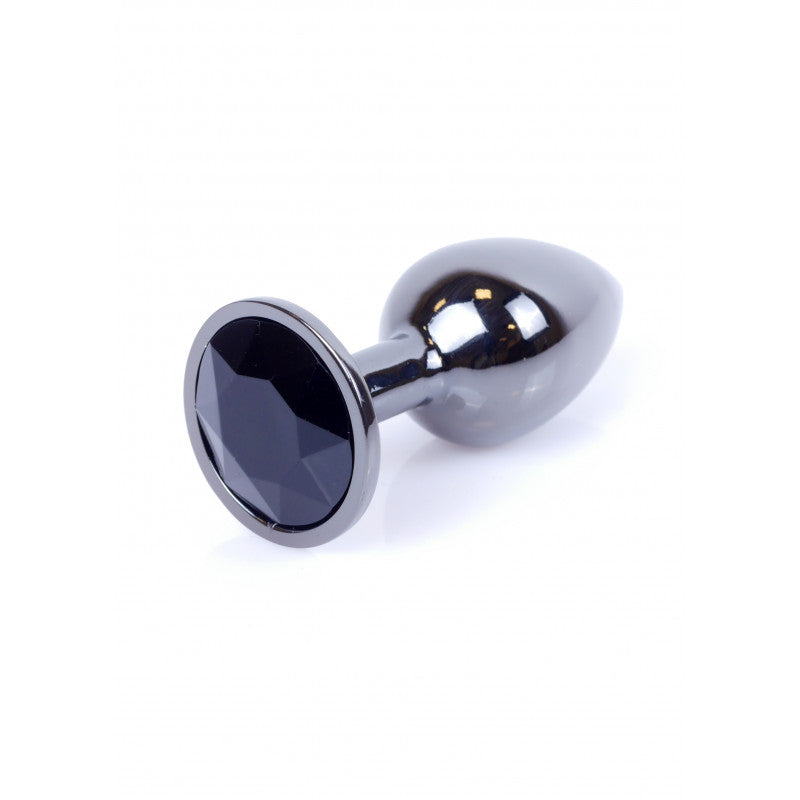 Boysoftoys – Anale Plug Donker Zilver met Zwarte Kristal – 64-00029