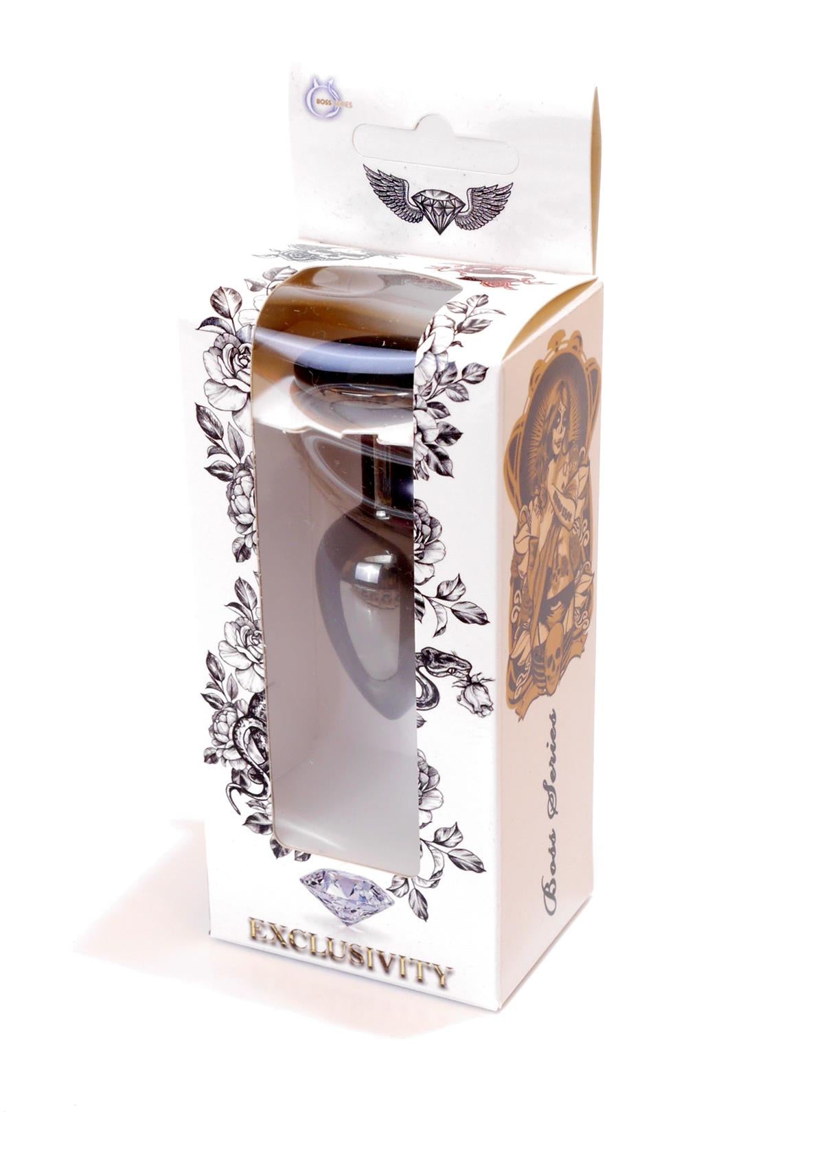 Boysoftoys – Anale Plug Donker Zilver met Zwarte Kristal – 64-00029