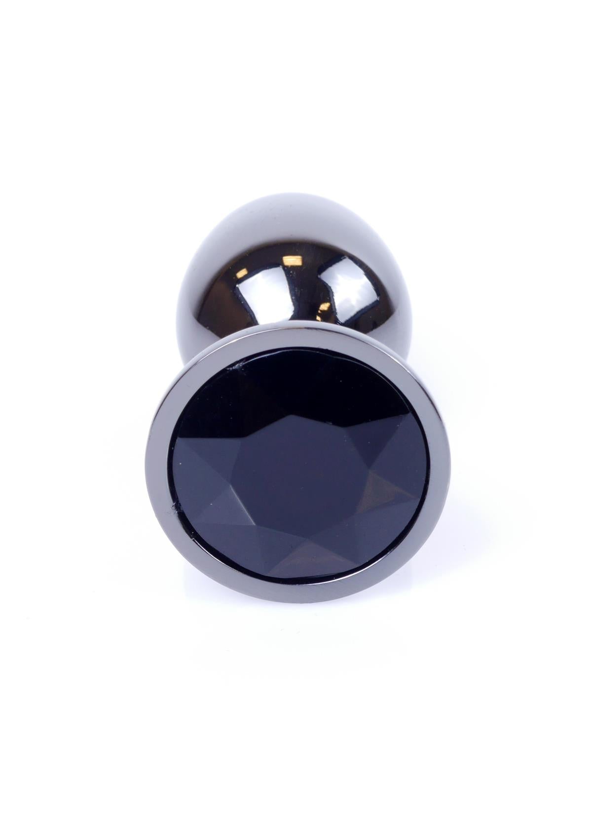 Boysoftoys – Anale Plug Donker Zilver met Zwarte Kristal – 64-00029