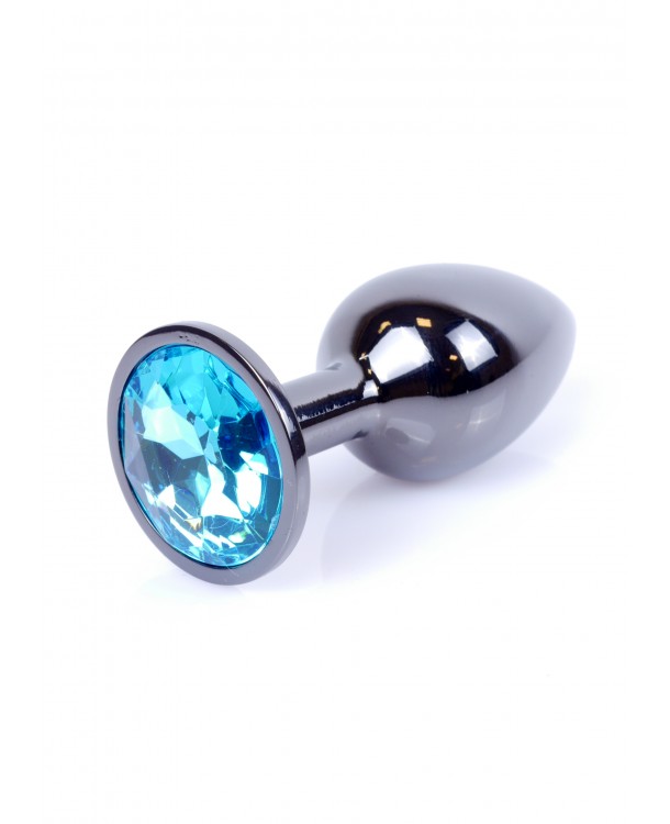 Boysoftoys – Anale Plug Donker Zilver met Blauwe Kristal – 64-00031