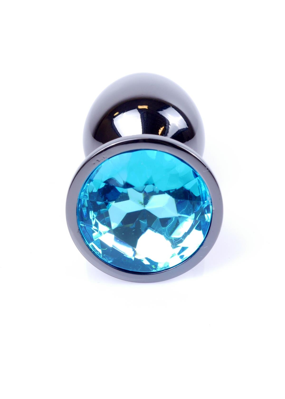 Boysoftoys – Anale Plug Donker Zilver met Blauwe Kristal – 64-00031