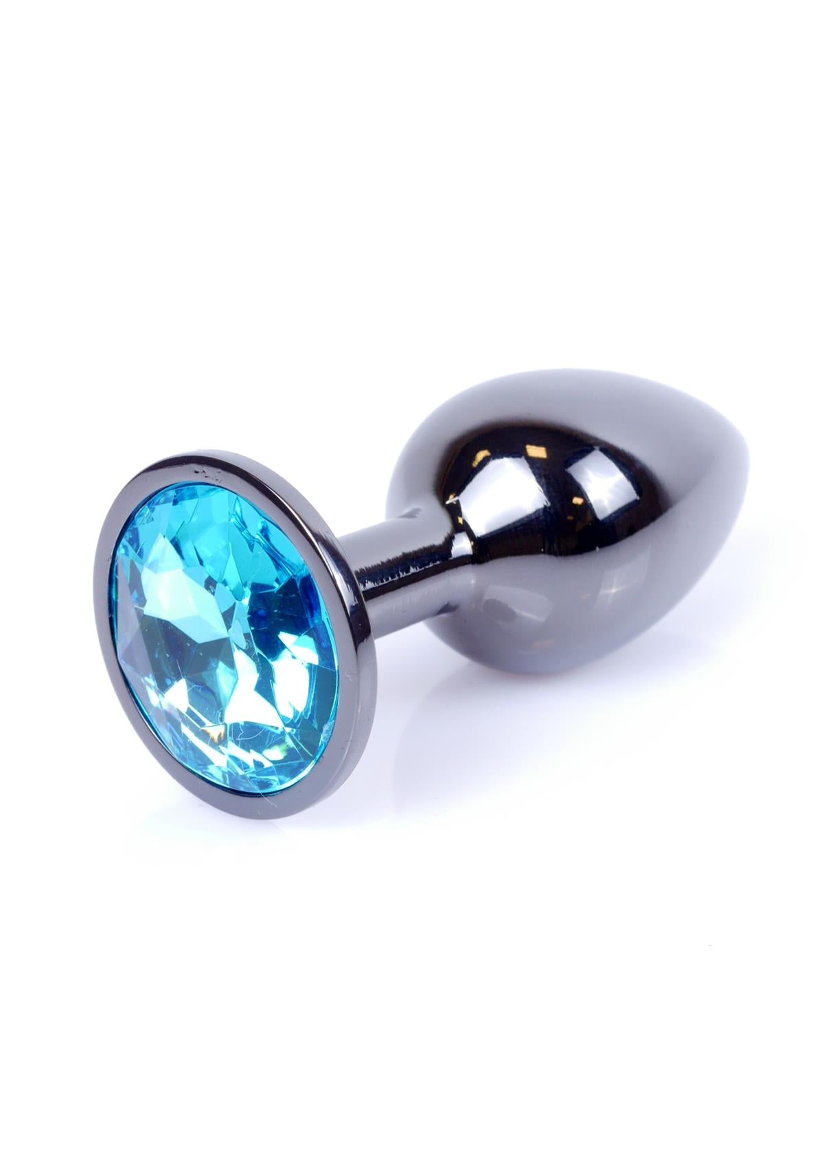 Boysoftoys – Anale Plug Donker Zilver met Blauwe Kristal – 64-00031