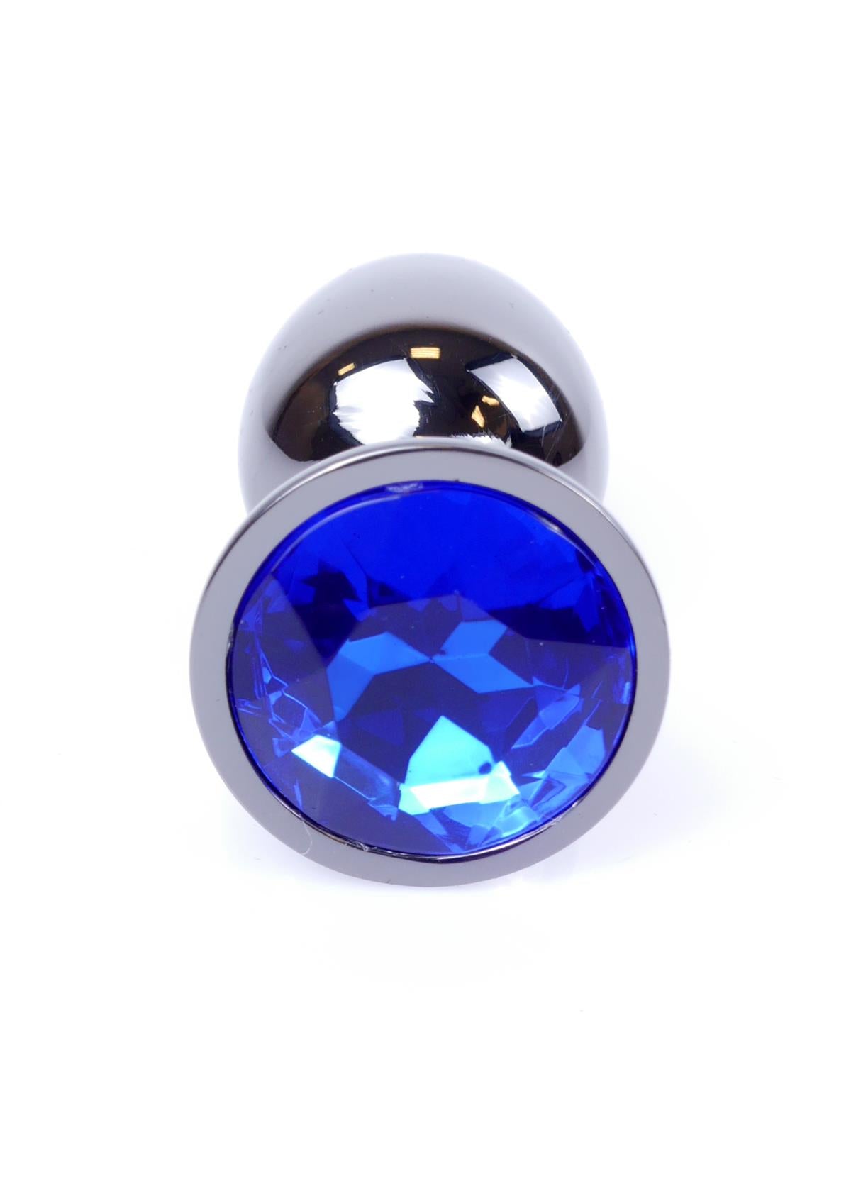 Boysoftoys – Anale Plug Donker Zilver met Donkerblauw Kristal – 64-00032