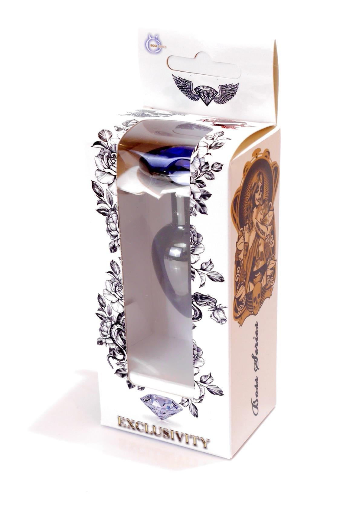 Boysoftoys – Anale Plug Donker Zilver met Donkerblauw Kristal – 64-00032