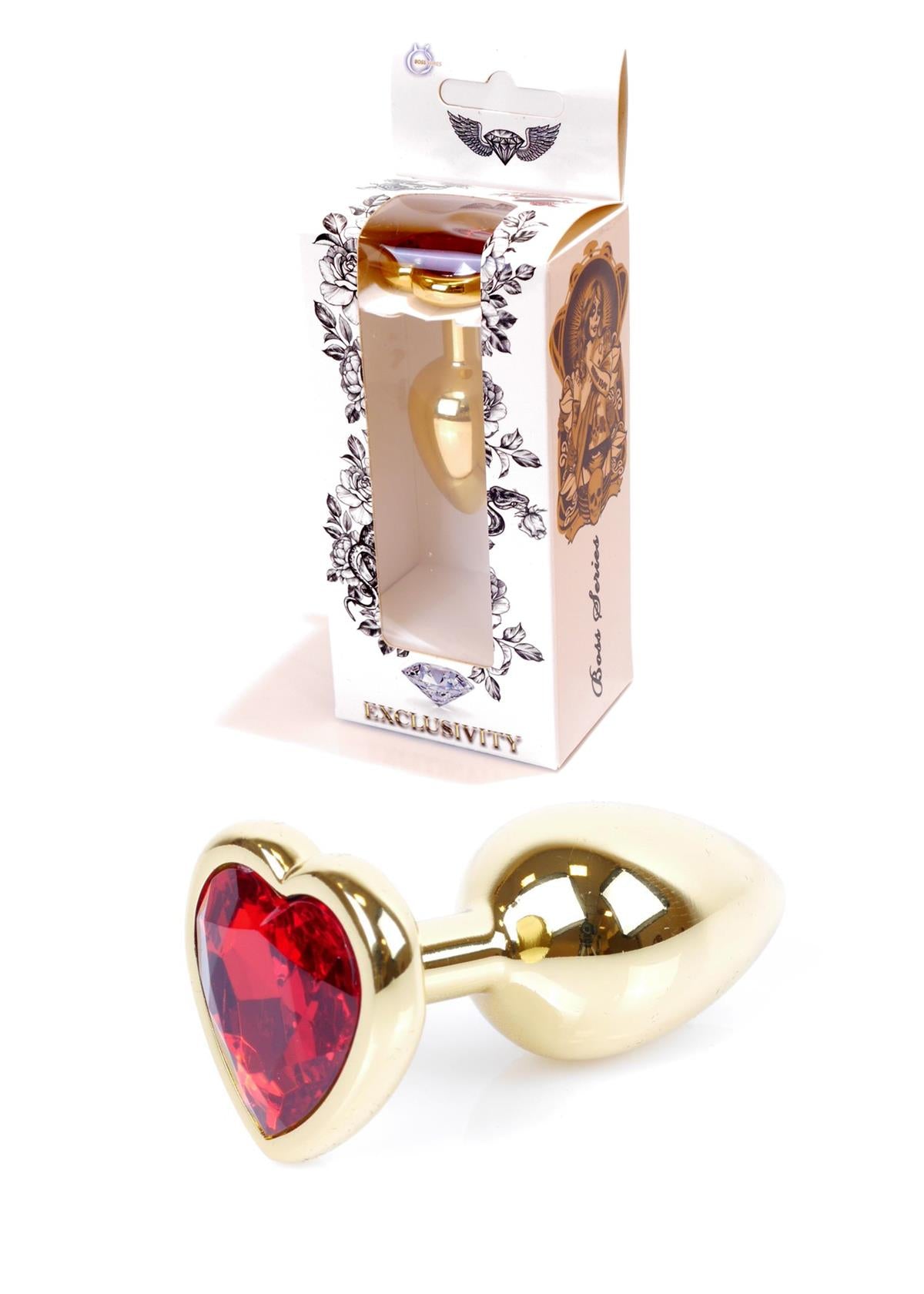 Boysoftoys – Anale Plug Goud Met Hart Design en met Rode Kristal – 64-00037