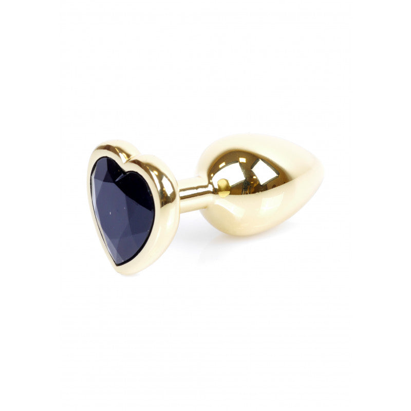 Boysoftoys – Anale Plug Goud Hart Design met Zwarte Kristal – 64-00038