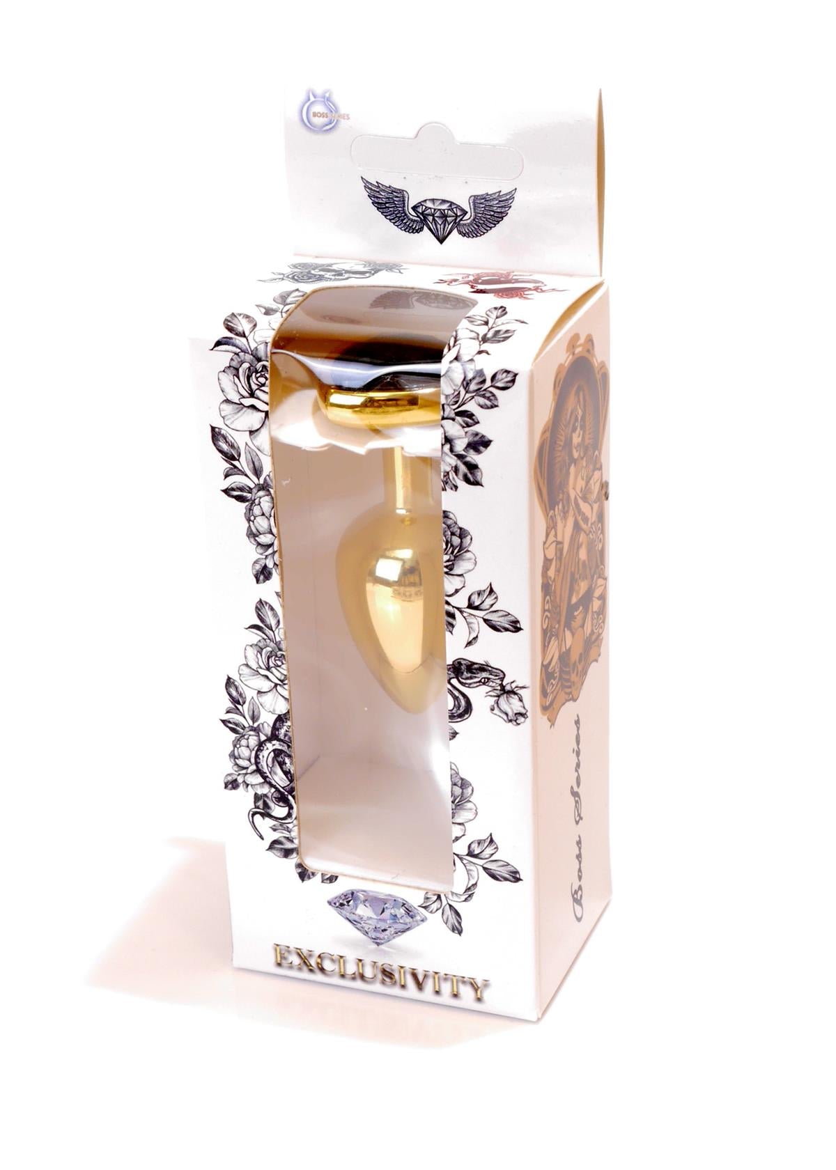 Boysoftoys – Anale Plug Goud Hart Design met Zwarte Kristal – 64-00038
