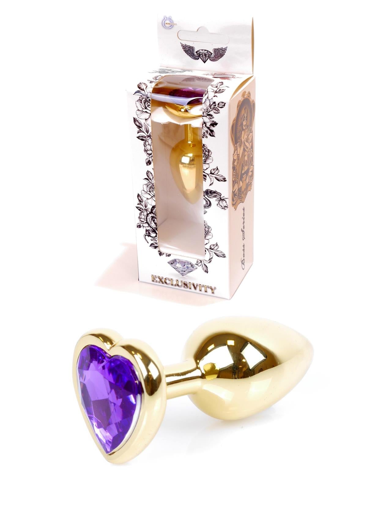 Boysoftoys – Anale Plug Goud Hart Design met Paarse Kristal – 64-00043