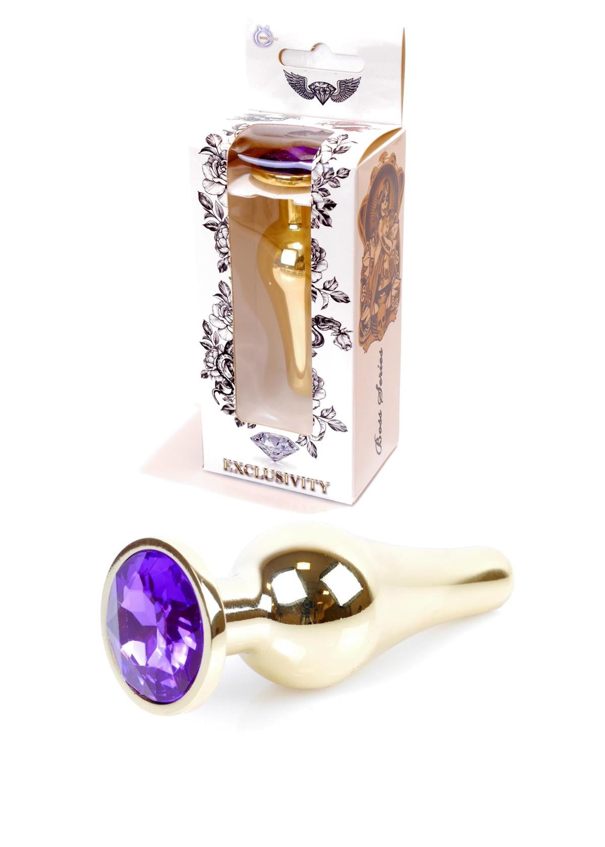 Boysoftoys - Gouden grote buttplug - anale plug met paarse steen