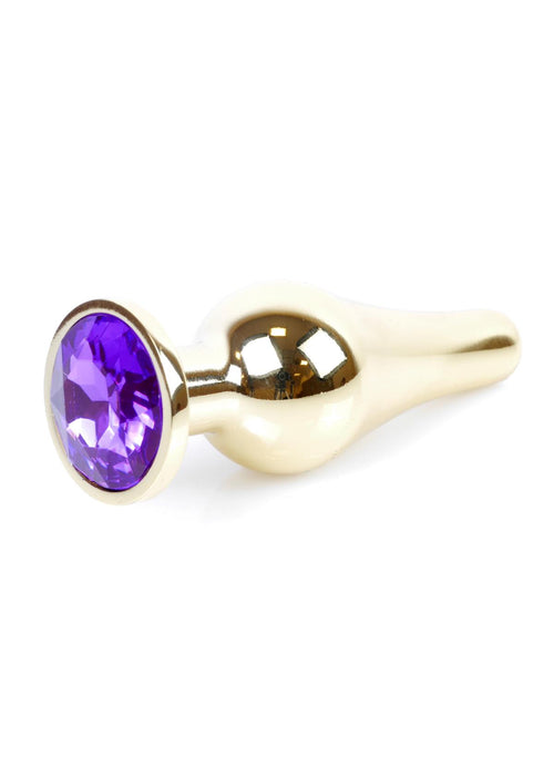 Boysoftoys - Gouden grote buttplug - anale plug met paarse steen