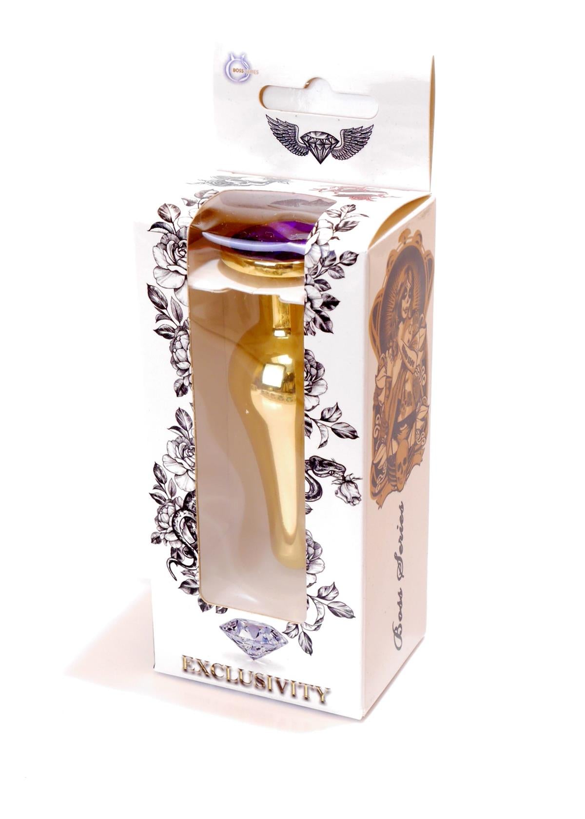 Boysoftoys - Gouden grote buttplug - anale plug met paarse steen
