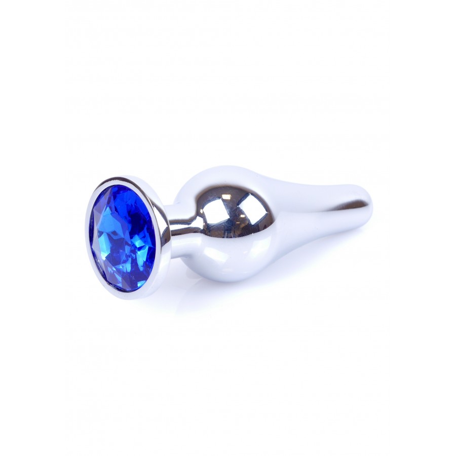 Boysoftoys – Zilveren Grote Buttplug met Donkerblauwe Steen