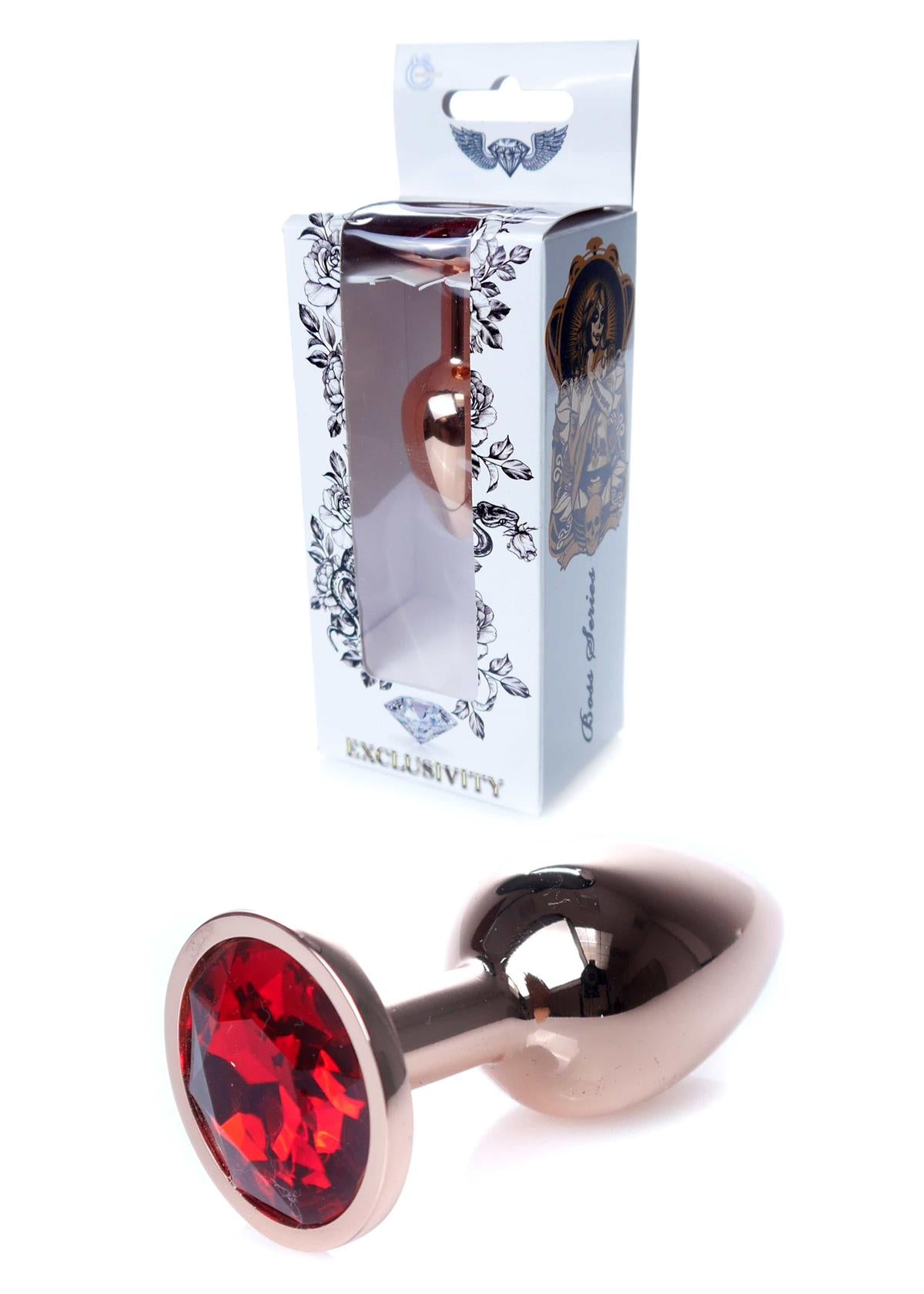 Boysoftoys – Rose Gold Anal Plug met Rode Edelsteen – 7 cm