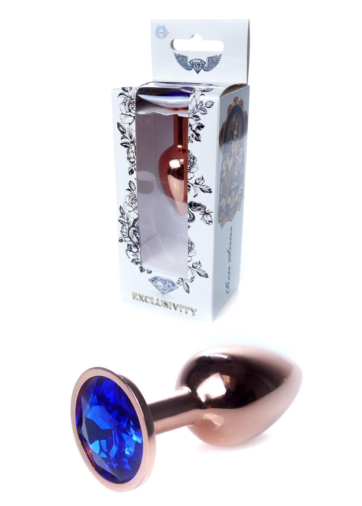 Boysoftoys – Rose Gold Anal Plug met Blauw Edelsteen – 7 cm