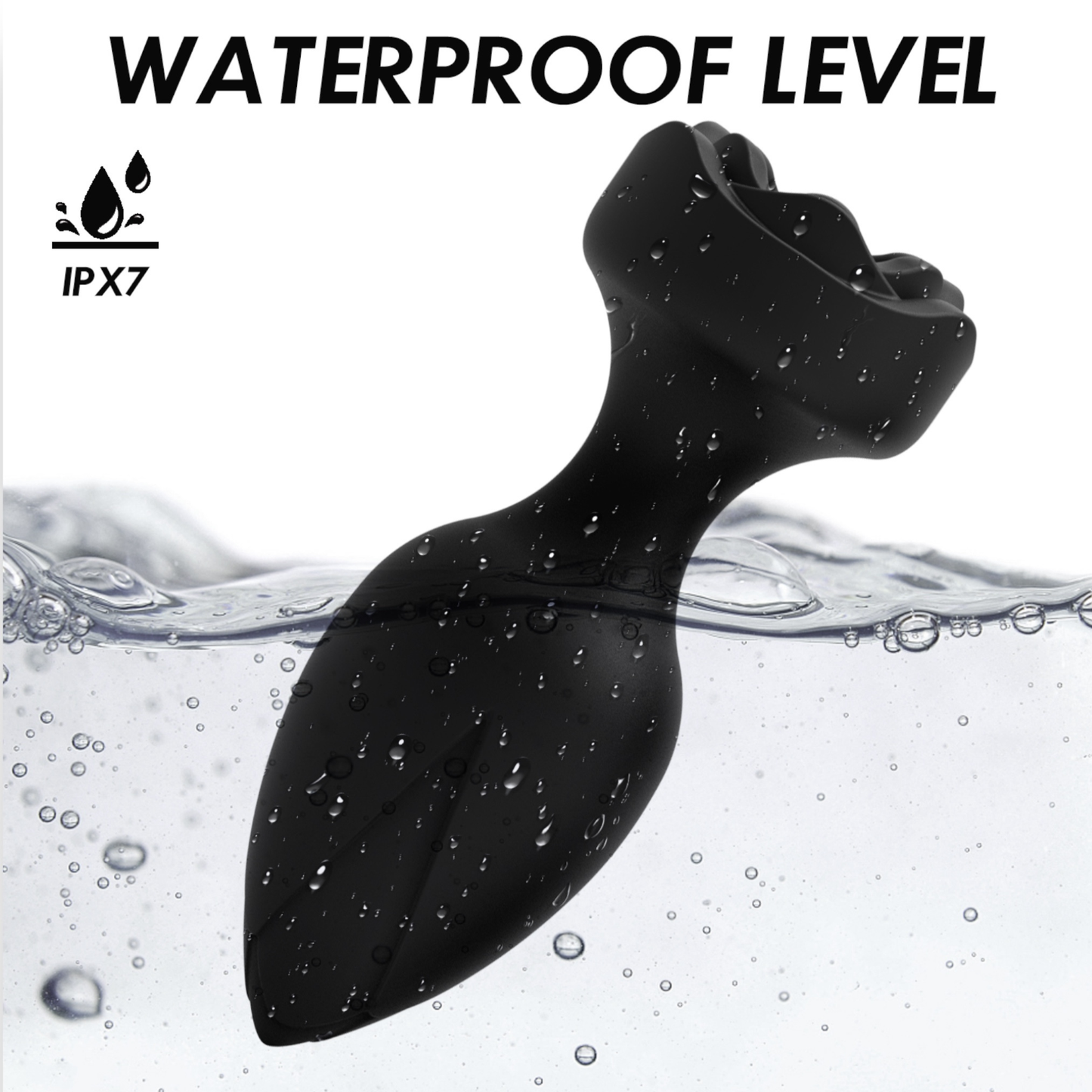 Zwarte Vibrerende Rozen Buttplug met Afstandsbediening