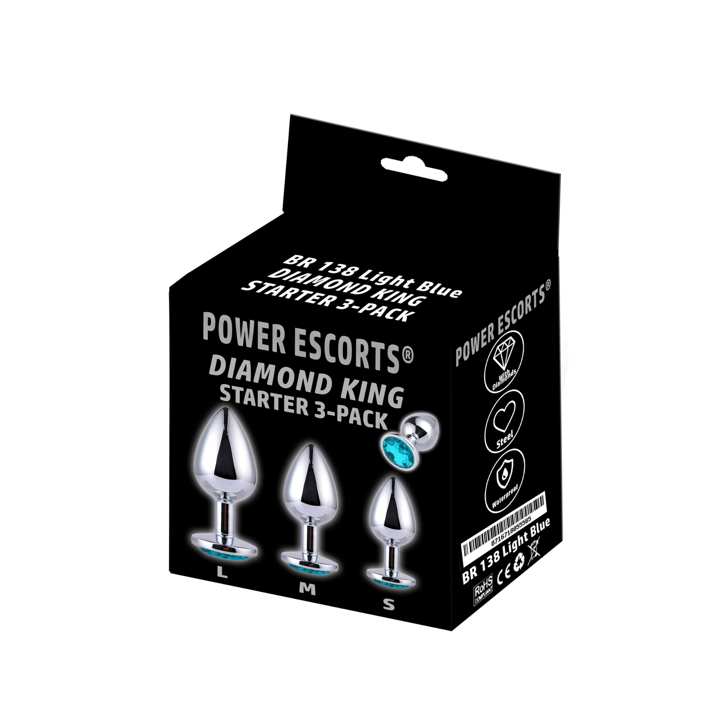 Starters Buttplug Set Met Licht Blauw Kristal