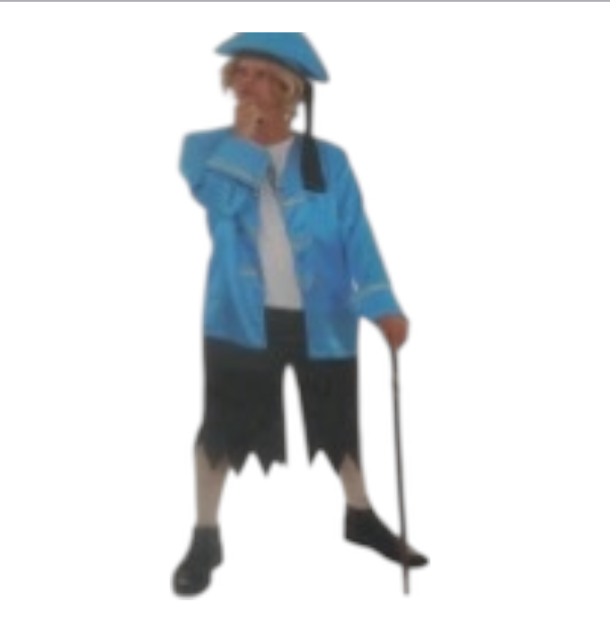 Sexy Boekanier Verkleedset – Zwarte Gerafelde Broek, Blauwe Jas & Hoofddoek – Maat S