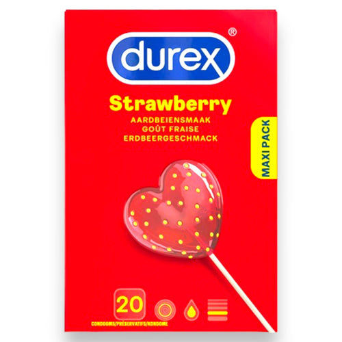 Durex Strawberry Condooms – Maxi Pack (20 stuks) | Zoete Sensatie & Betrouwbare Bescherming