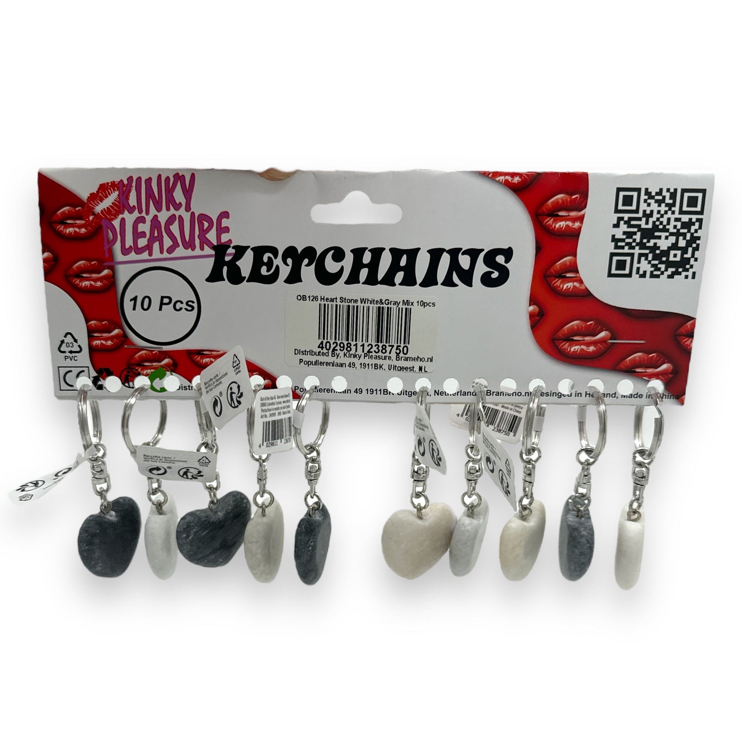 Kinky Pleasure - OB126 -Keychain Stone Heart - 3 Colours