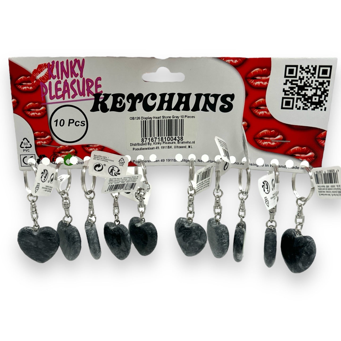 Kinky Pleasure - OB126 -Keychain Stone Heart - 3 Colours