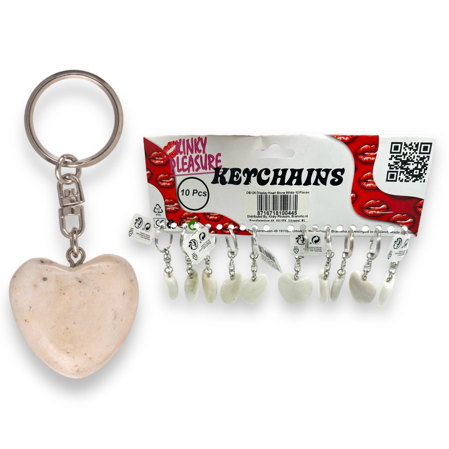 Kinky Pleasure - OB126 -Keychain Stone Heart - 3 Colours