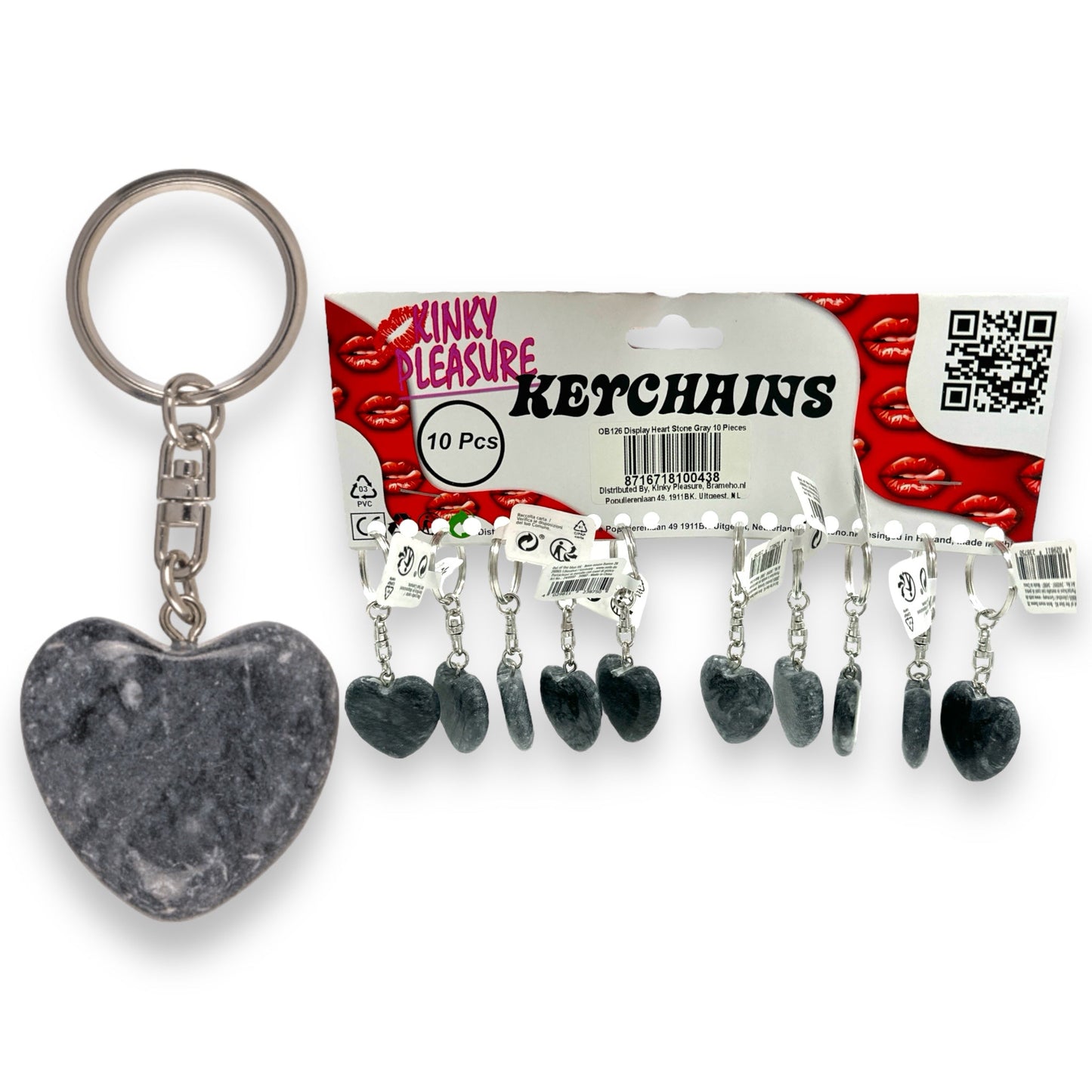 Kinky Pleasure - OB126 -Keychain Stone Heart - 3 Colours