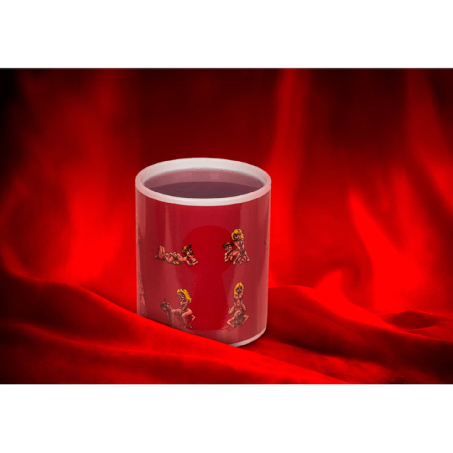 Kinky Pleasure - OB114 - Heat Colour Change Cartoon Strippers Drinking Mug - Grote Mok - 300ml