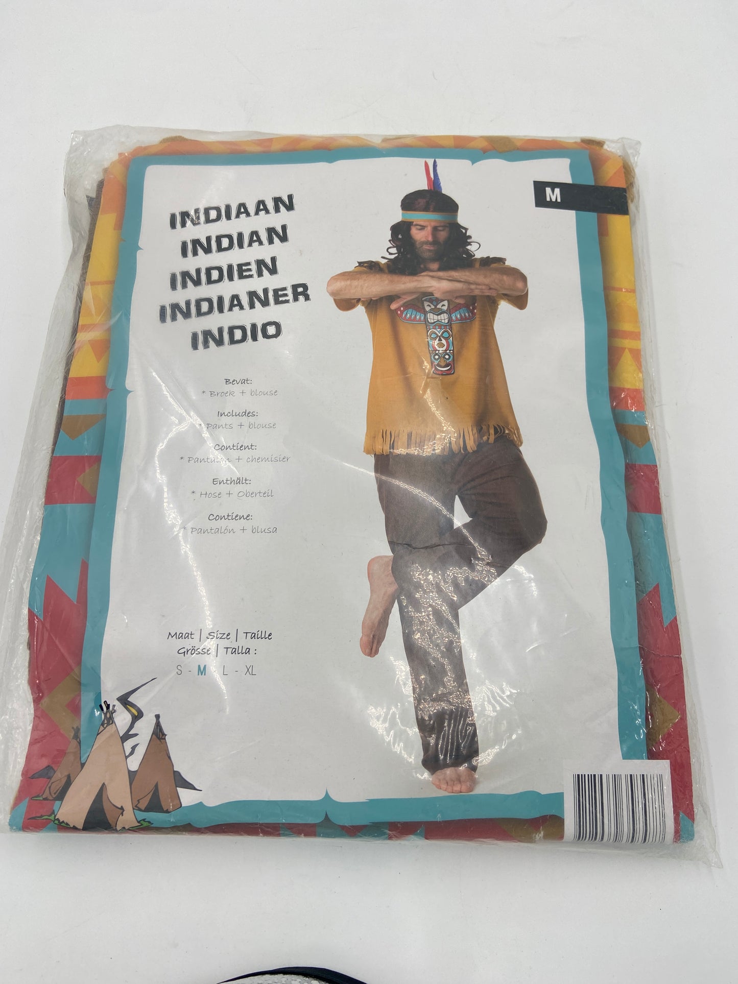 Sexy Indiaan Verkleedset – Lichtbruine Blouse, Donkerbruine Broek & Haarband - M / L / XL