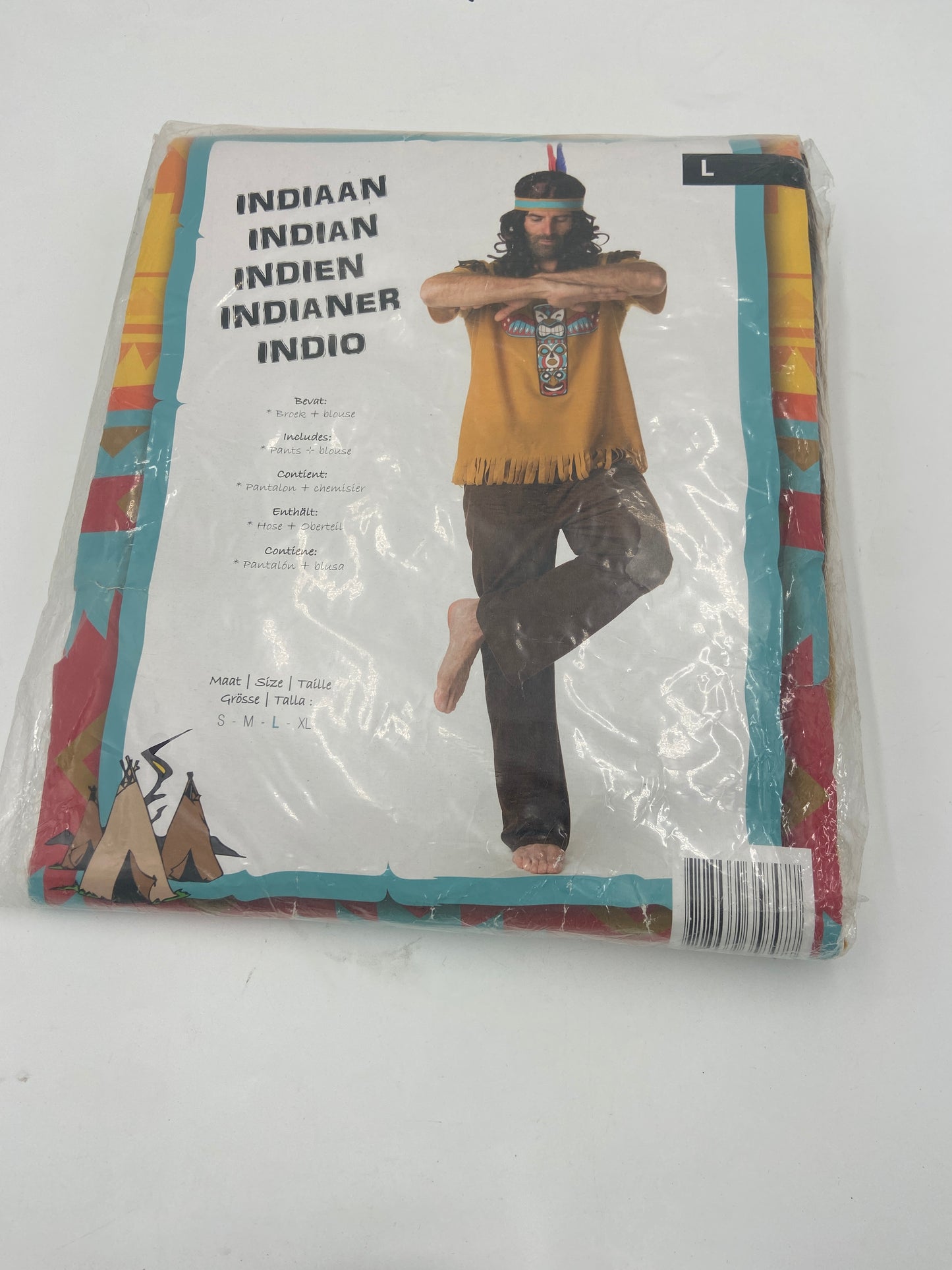 Sexy Indiaan Verkleedset – Lichtbruine Blouse, Donkerbruine Broek & Haarband - M / L / XL