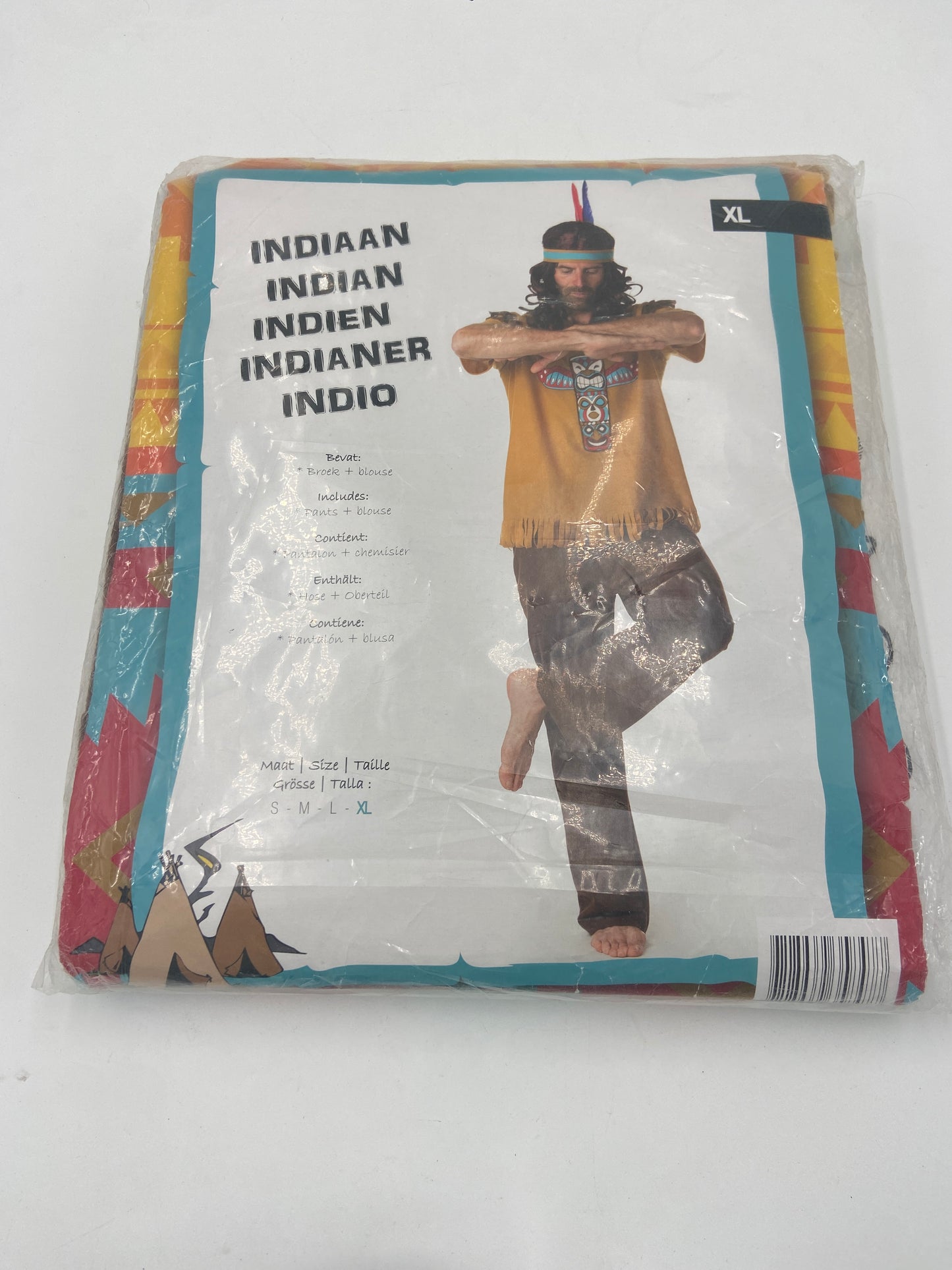 Sexy Indiaan Verkleedset – Lichtbruine Blouse, Donkerbruine Broek & Haarband - M / L / XL