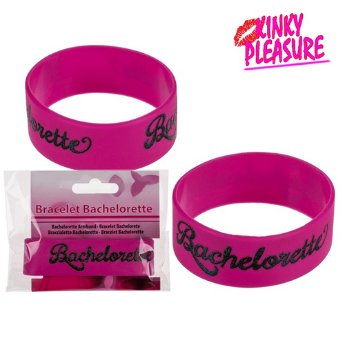 Kinky Pleasure - OB006 - Bracelet ''Bachelorette'' - Pink - Rubber - 10 Pieces - Vrijgezellen Party