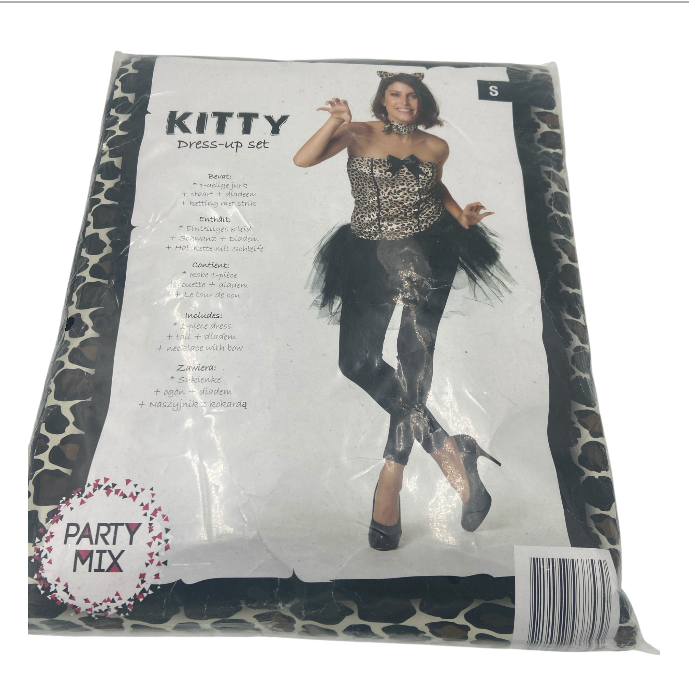 Kinky Kitty Dress – Strapless Jurkje met Staart, Diadeem & Strik Halsbandje