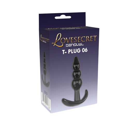 Lovesecret Sensual LS15 T-Plug 06 Zwart – Anal Plug – 9,3 cm – Zachte & Veilige TPE – Voor Beginners – T-vormige Basis