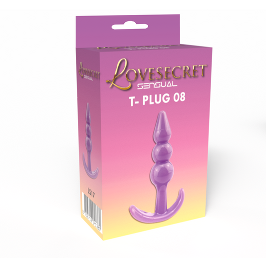 Lovesecret Sensual LS17 T-Plug 08 Paars – Anal Plug – 9,3 cm – Zachte & Veilige TPE – Voor Beginners – T-vormige Basis