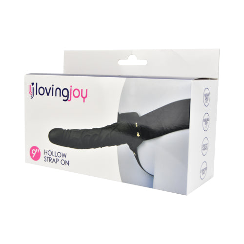 Loving Joy 9 Inch Hollow Silicone Strap On - Zwart - 22,8 CM